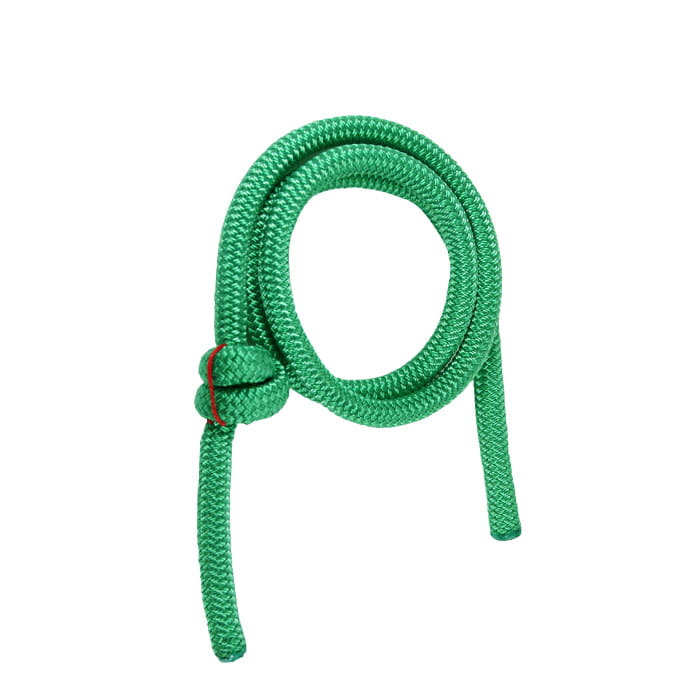 treeMOTION bridge, green rope with knots on white background