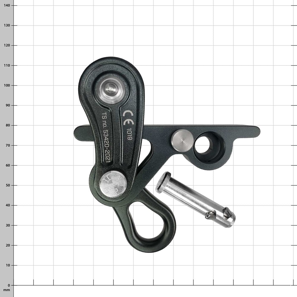 Rope Runner Pro Friction Body Kit, black metal part with two silver screws and a silver pin