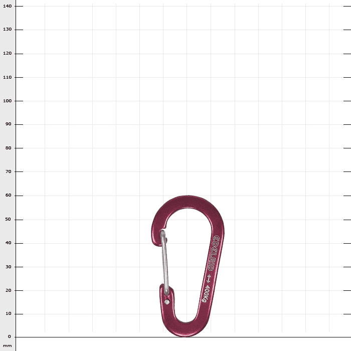 Wire 60 snap hook in red with silver spring, manufacturer Edelrid, front view