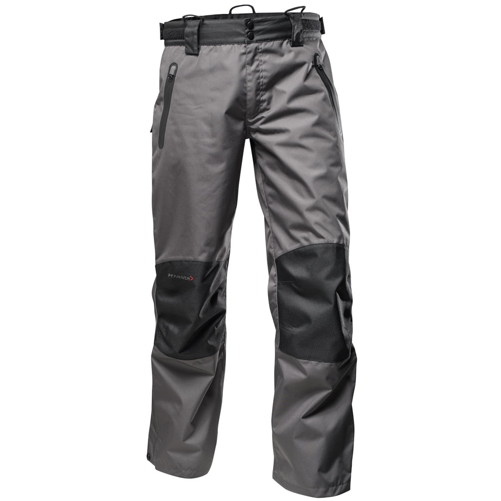 Nanoshield® EVO rain pants in grey with black knee reinforcements and two zippered front pockets