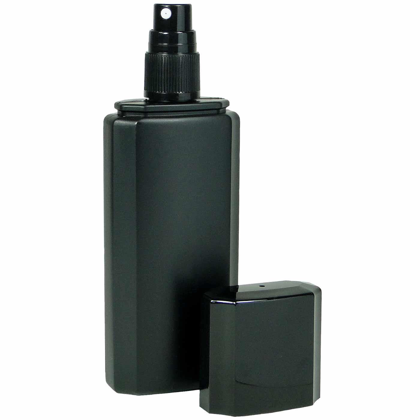 KP Extra Forte spray bottle black with removed lid and white spray head, back without print