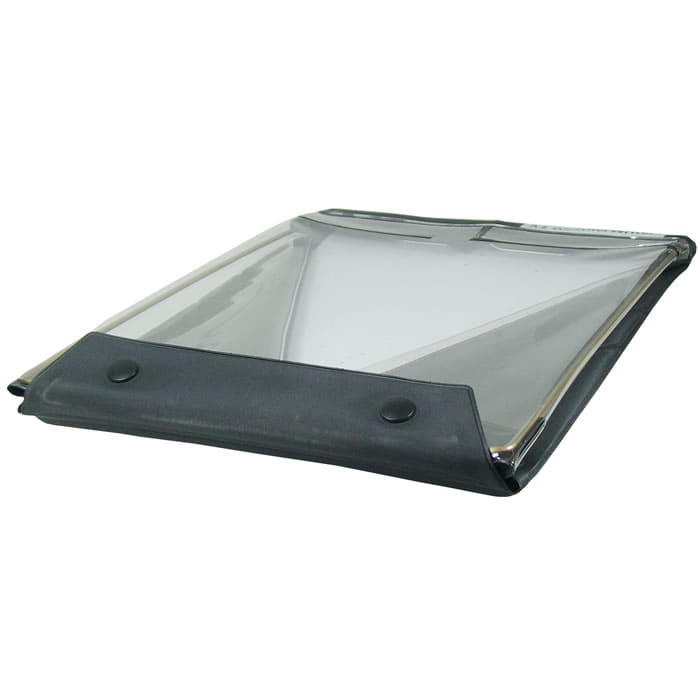 Weather Writer A4, Black Flat Desk Pad with Transparent Lid, Photographed from the Side