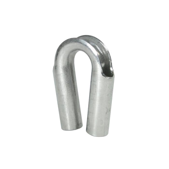 Stainless steel thimble 12 made of metal, U-shaped and shiny silver