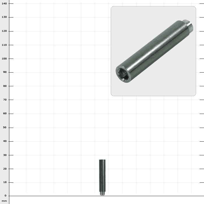 SpiderJack 2.1 wear bolt, cylindrical metal bolt with hexagonal inside and a smooth end