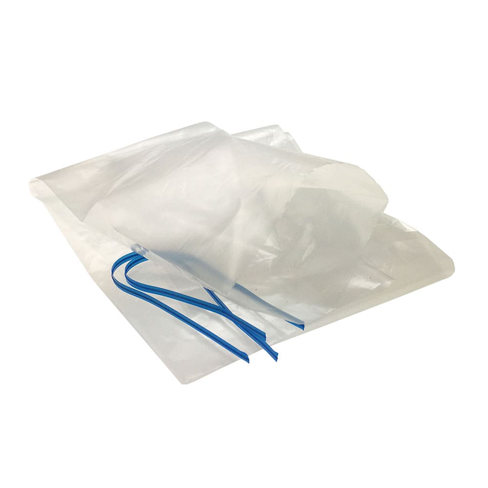 Versaflo Tube cover, transparent with blue ribbons, loosely laid out