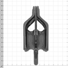 Black DMM Gyro Twin Pulley with Two Rollers, Top View Against Checkered Background