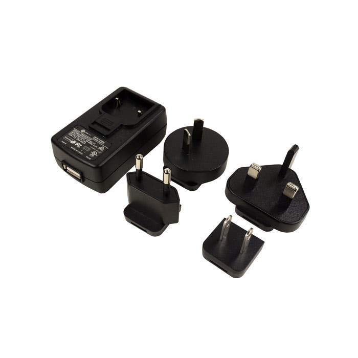 Lite Com FR08 USB Charger with Five Different Black Socket Adapters for International Use
