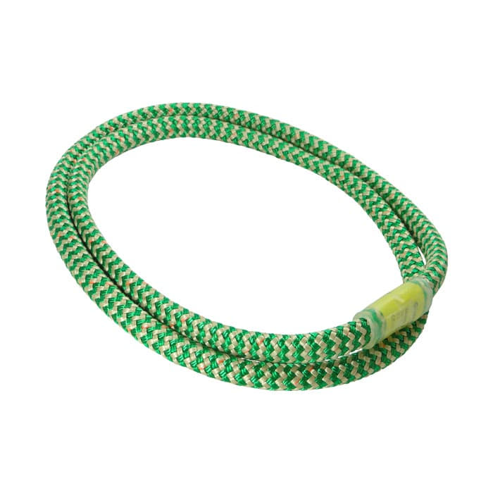 Inco O green and white round rope with yellow label