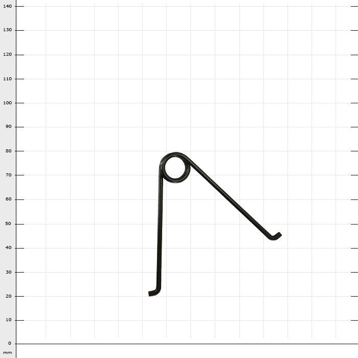 Okatsune nib, black thin metal nib with a spiral in the middle and two curved ends of different lengths.