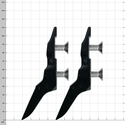 Thistle America Medium, two black metal parts with two silver screws each on a checkered background