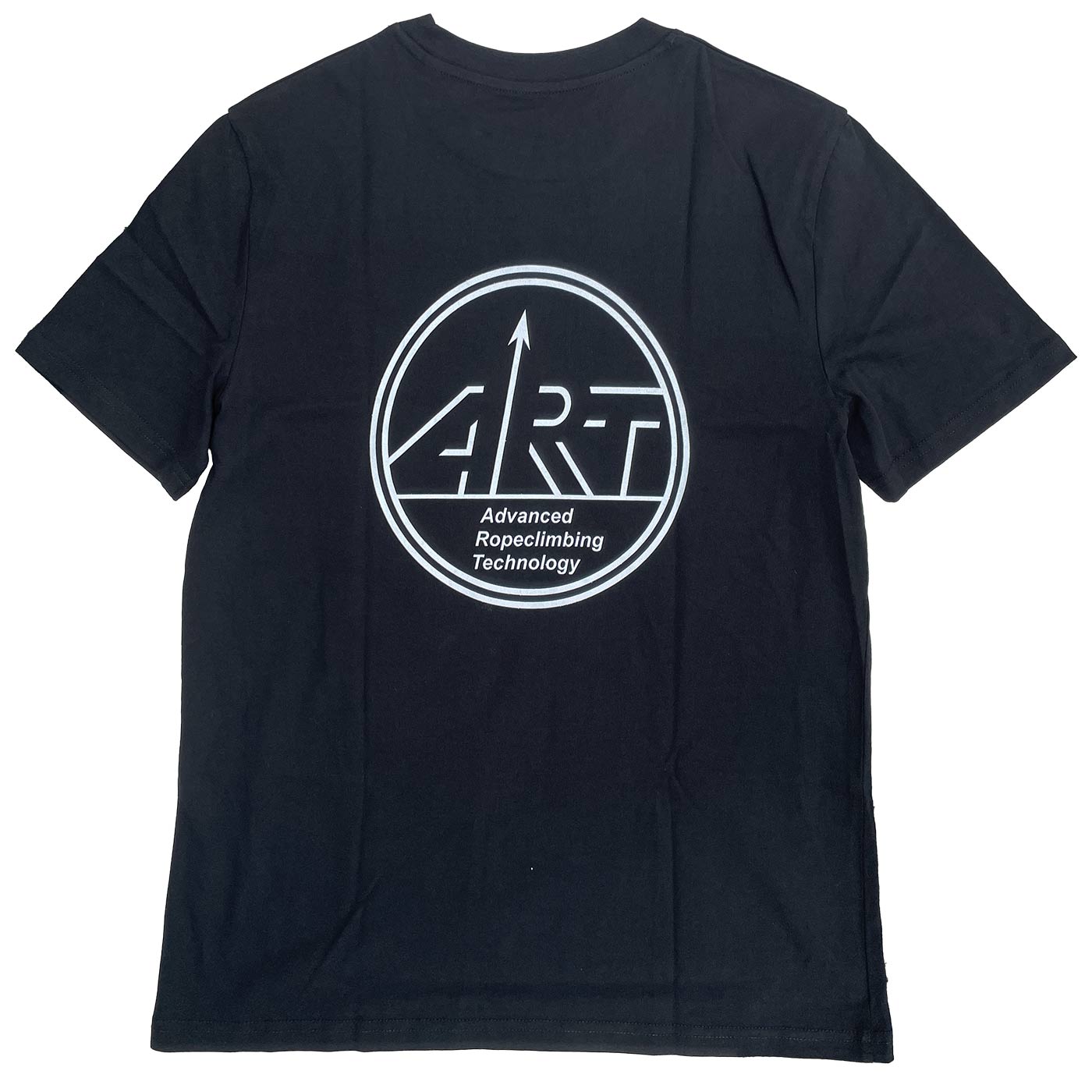 Black ART Snake shirt with white ART logo and "Advanced Ropeclimbing Technology" lettering on the back