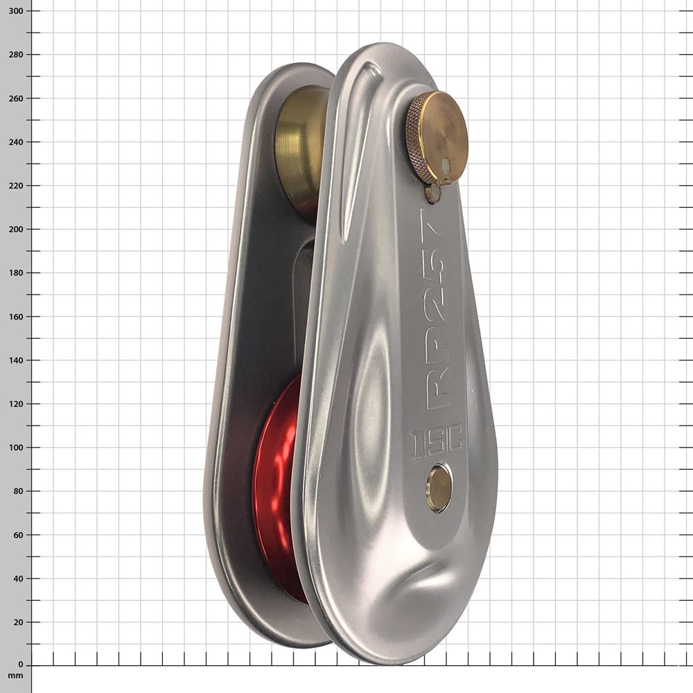 Large Rigging Pulley with Silver Metal Body, Red and Gold Reel, Product Code RP257 Visible