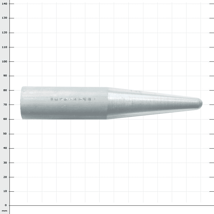 Splice awl 22, silver metal tool with tapered end and cylindrical handle without visible manufacturer