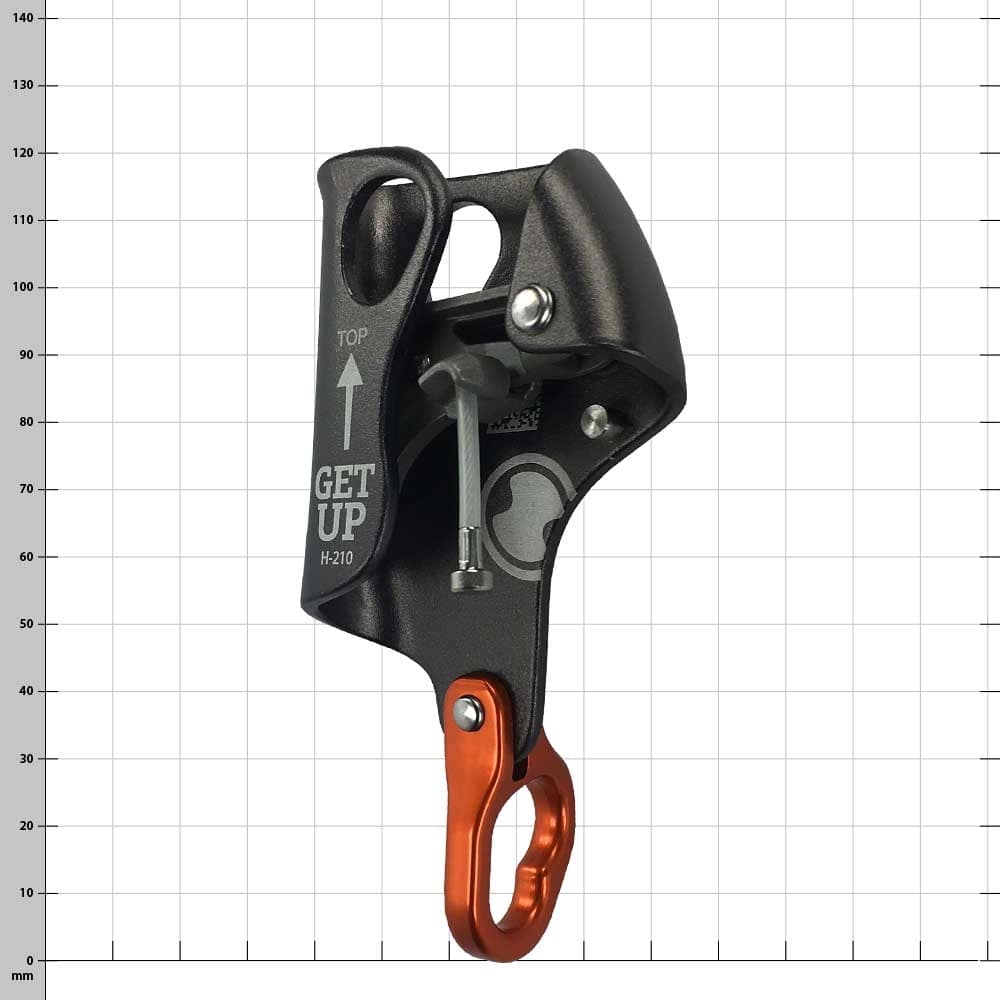 Black Via Ferrata Set Get Up H-210 with Orange Metal Hook and Silver Bolt, Oblique View