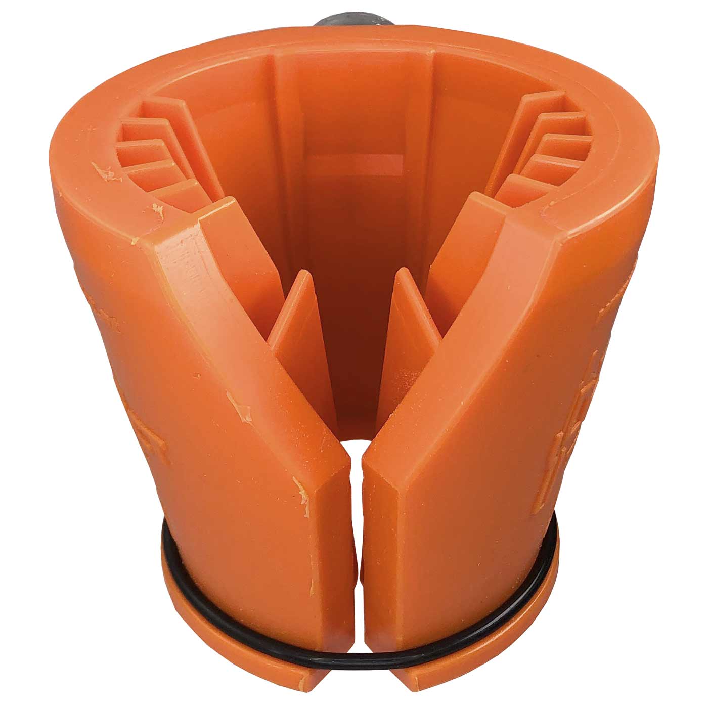 Screwdriver and rod holder in orange made of plastic with black rubber ring, manufacturer Tool Protect