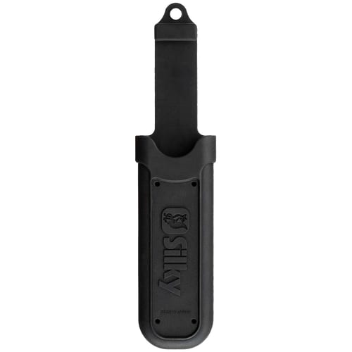 Black plastic bag with hanging hole and the lettering Silky, made in Japan