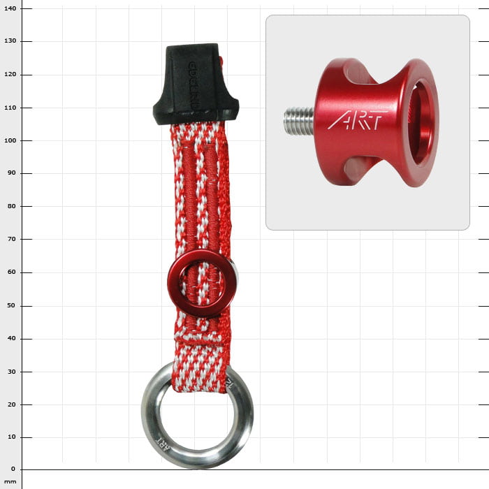 DyneemaKit by ART, red and white band with black plastic part, metal ring and red metal ring with screw
