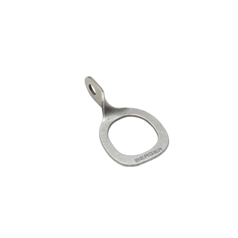 ArboRapid carabiner eyelet by Berger, silver metal ring with small eyelet and engraving "BERGER"