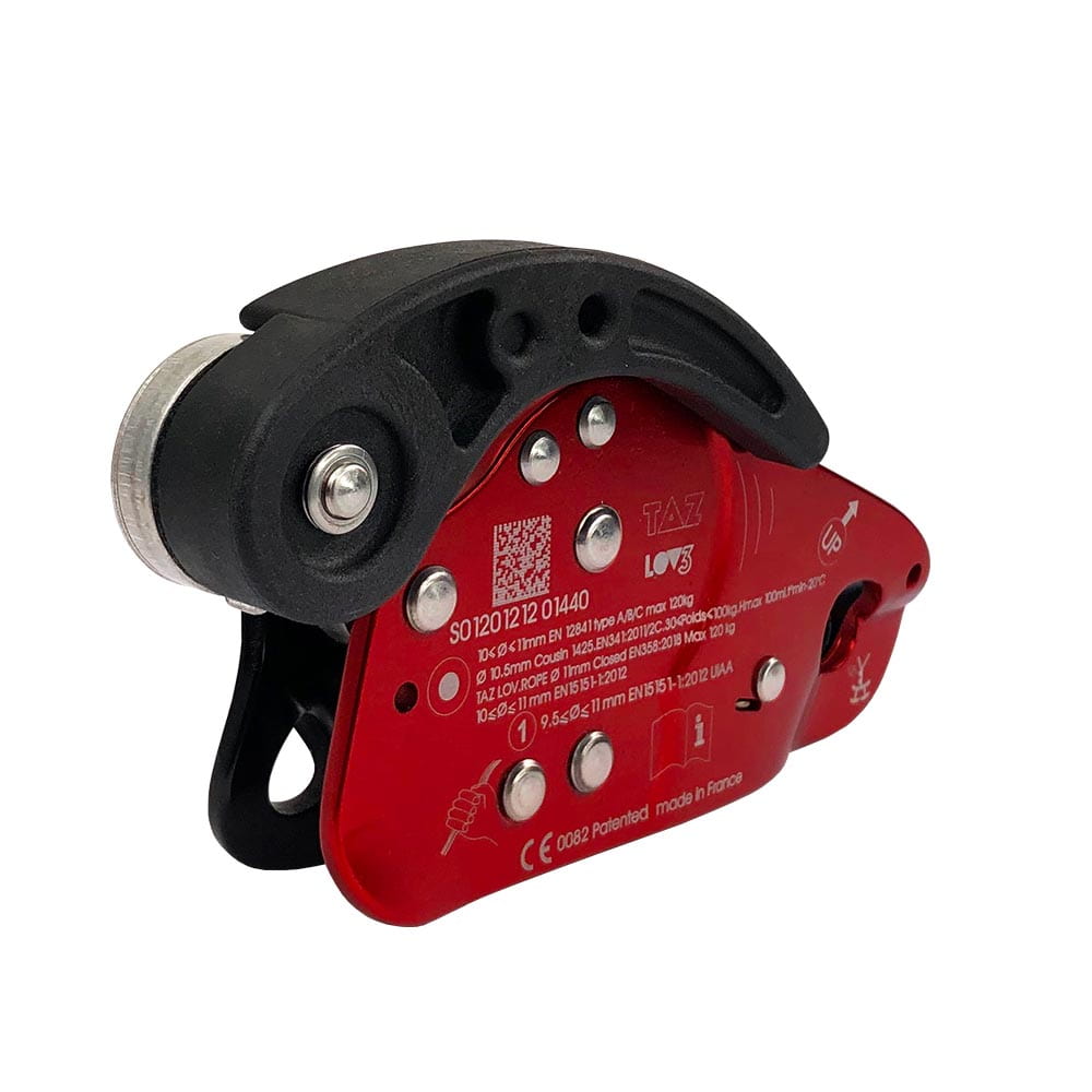 Via ferrata LOV3, manufacturer TAZ, red-black, side view with visible screws and lettering