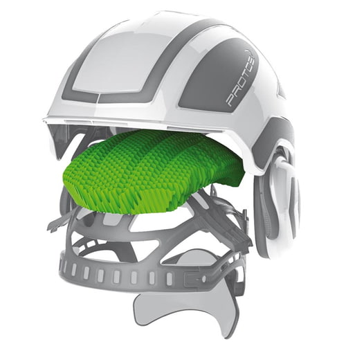 PROTOS Arborist White Helmet with Grey Inner Frame and Green Honeycomb Pad