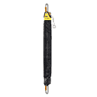 Petzl JAG System in black mesh bag with two silver carabiners with orange closures and yellow label