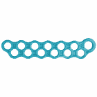 Speedrack blue with several round openings, lies flat with a larger loop at one end