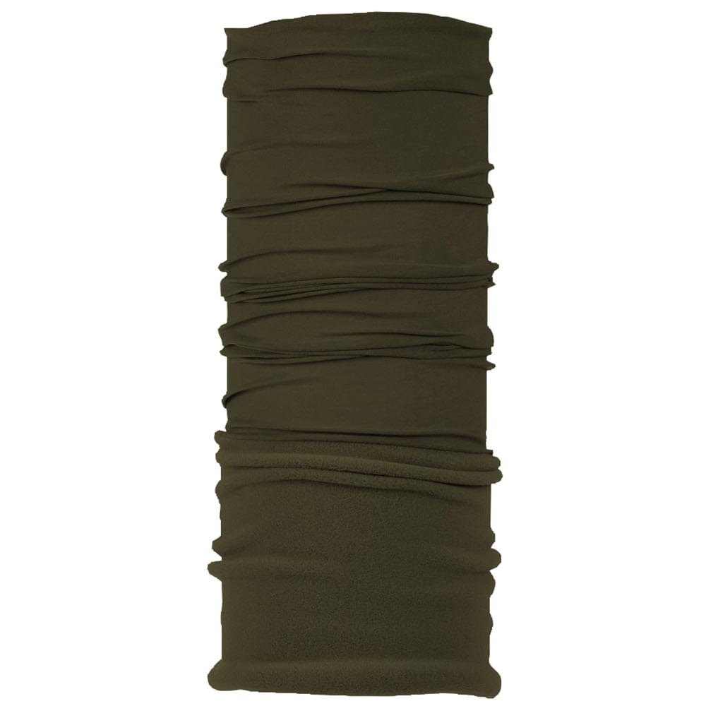 Polar BUFF in olive green, seamless, elongated piece of fabric with pleats