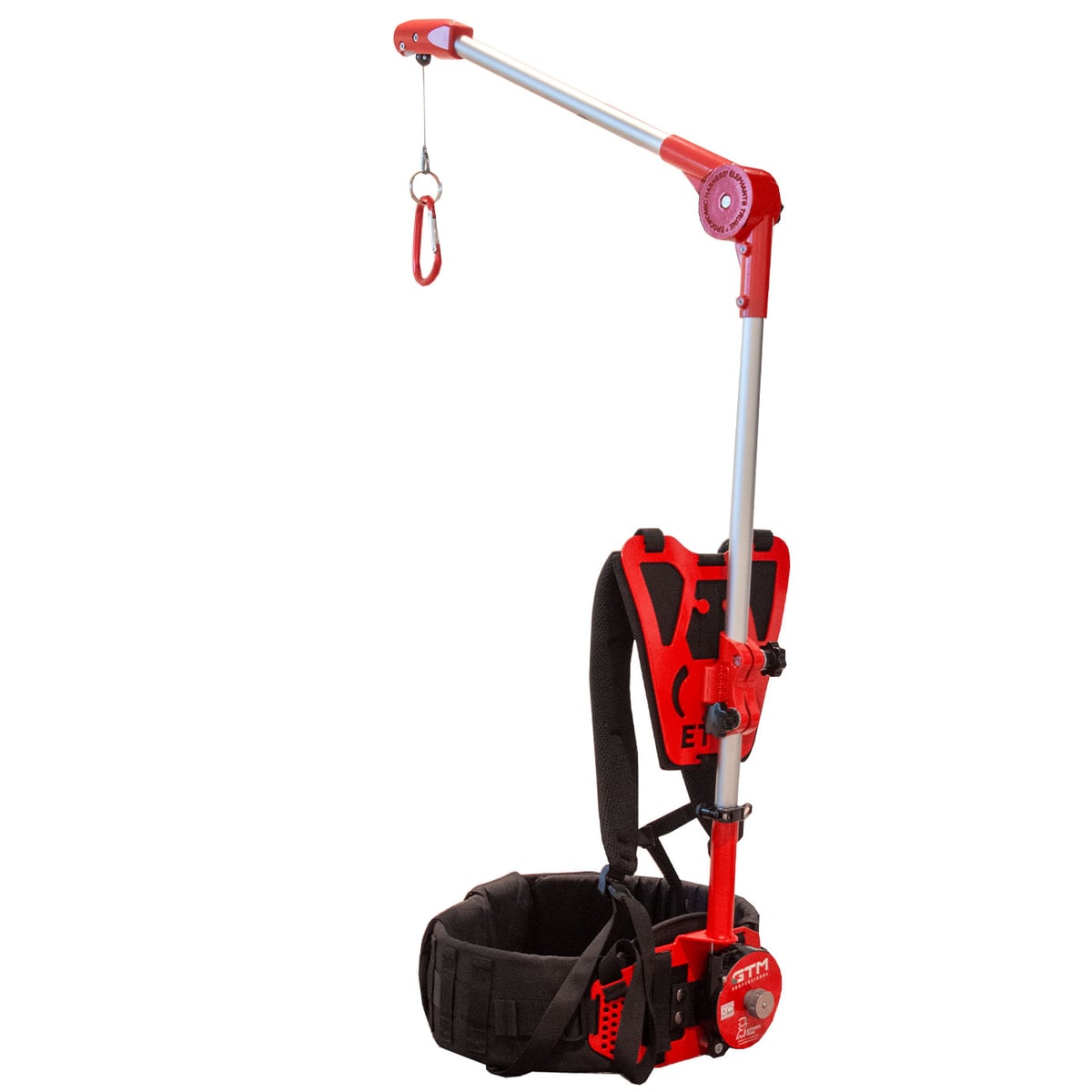 Elephants Trunk 3, Red and Black Lifting and Carrying Strap with Silver Boom Arm and Snap Hook