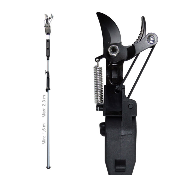 TB-5 Telescopic rod with black cutting head and spring, extendable from 1.5 m to 2.3 m
