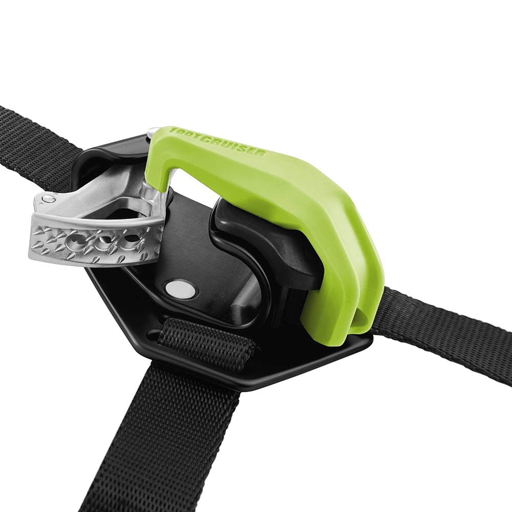 Foot Cruiser R with black webbing, green lever and metal part, manufacturer Edelrid