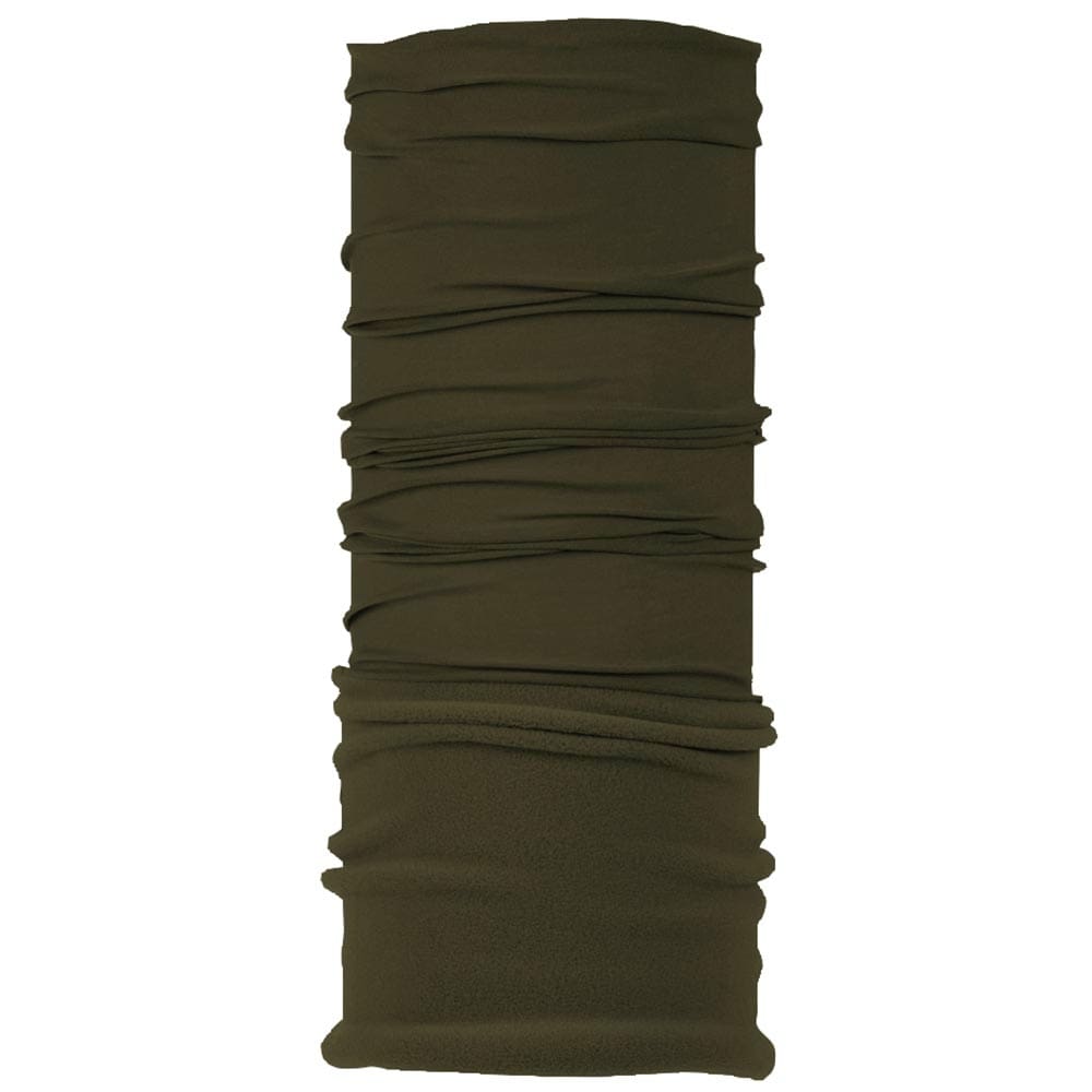 Polar BUFF in olive green, seamless, elongated piece of fabric with pleats