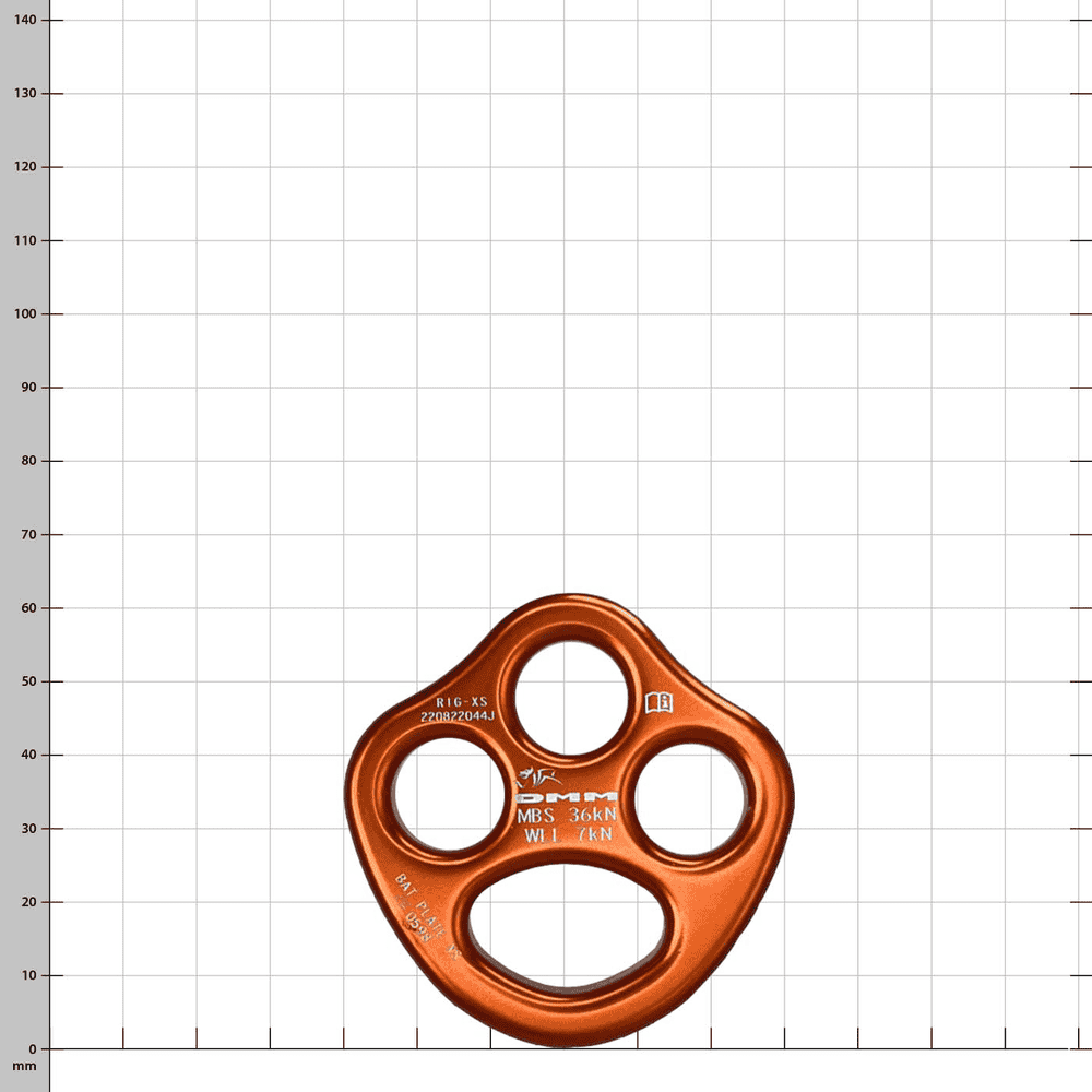 Bat Plate XS, Orange Metal Plate with Four Openings, Manufacturer DMM