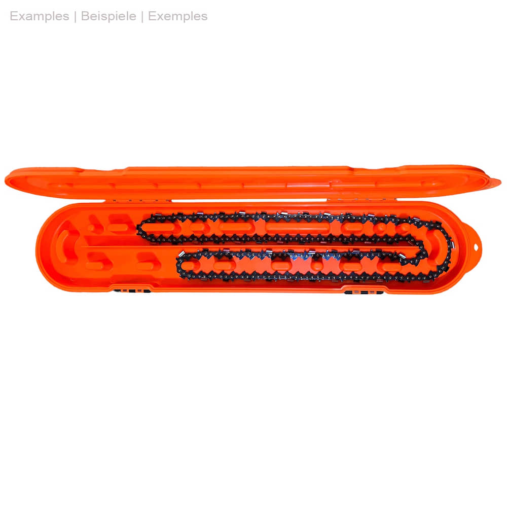 Chain Locker Pro Series Chain Protective Cover in Orange, Open with a Black Chain Inside