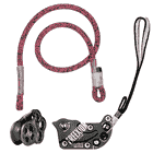 Freexion System Hitch Climber climbing frame with black metal block, black pulley and two ropes, one red-black and one black-white