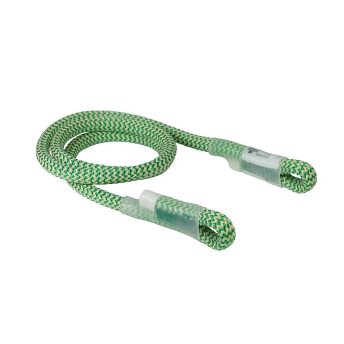 Ocean Sling 8, green and white braided rope with loop ends and transparent sheathing at the ends