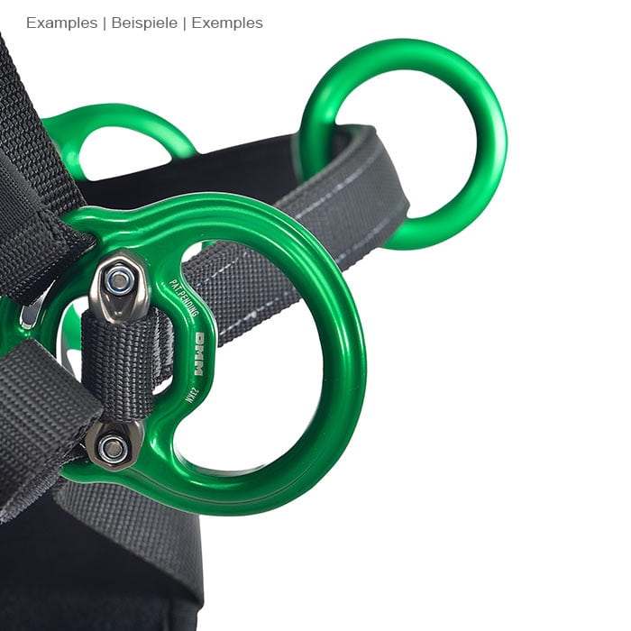 green metal ring with black webbing and screws, part of the treeMOTION Evo central belt
