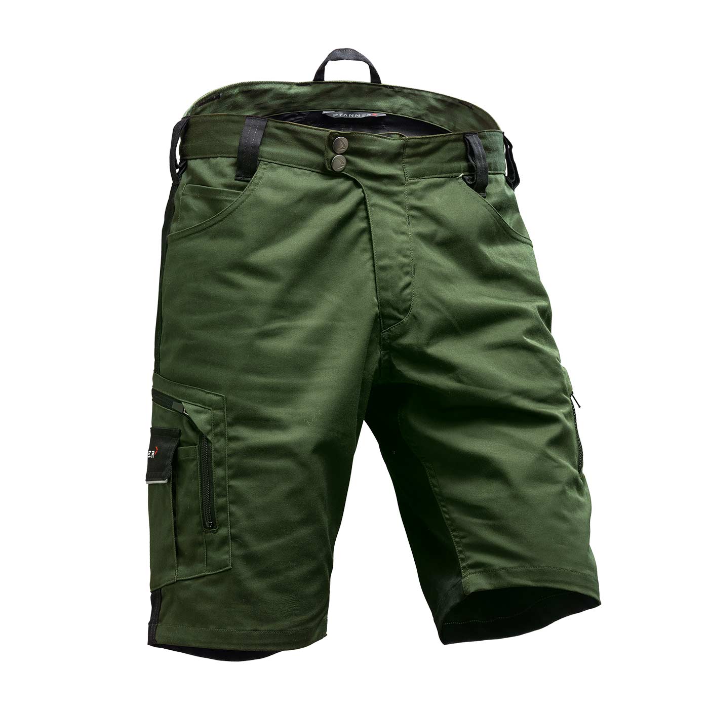 StretchFlex® Cancool Shorts green, shorts with two buttons and belt loops at the front