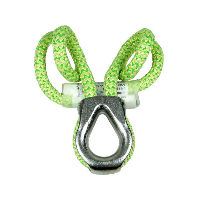 Ocean Dyneema Loop T, green bow made of braided material with metal eyelet in the middle
