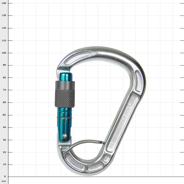 Cevedale Screw carabiner with closed screw cap in silver and blue