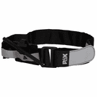 PAX tourniquet with long black band and grey tab with PAX logo, black rod attached to the strap