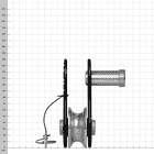 Mini-Eclipse 2 Alu, black pulley with metal roller, side view with threaded bolt and safety loop