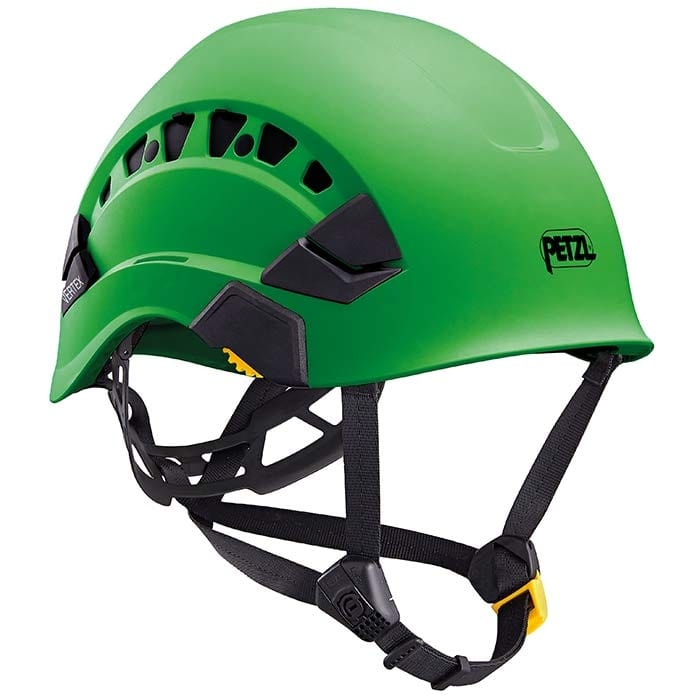 Green Petzl Vertex Vent Peltor Helmet with Black Chin Strap