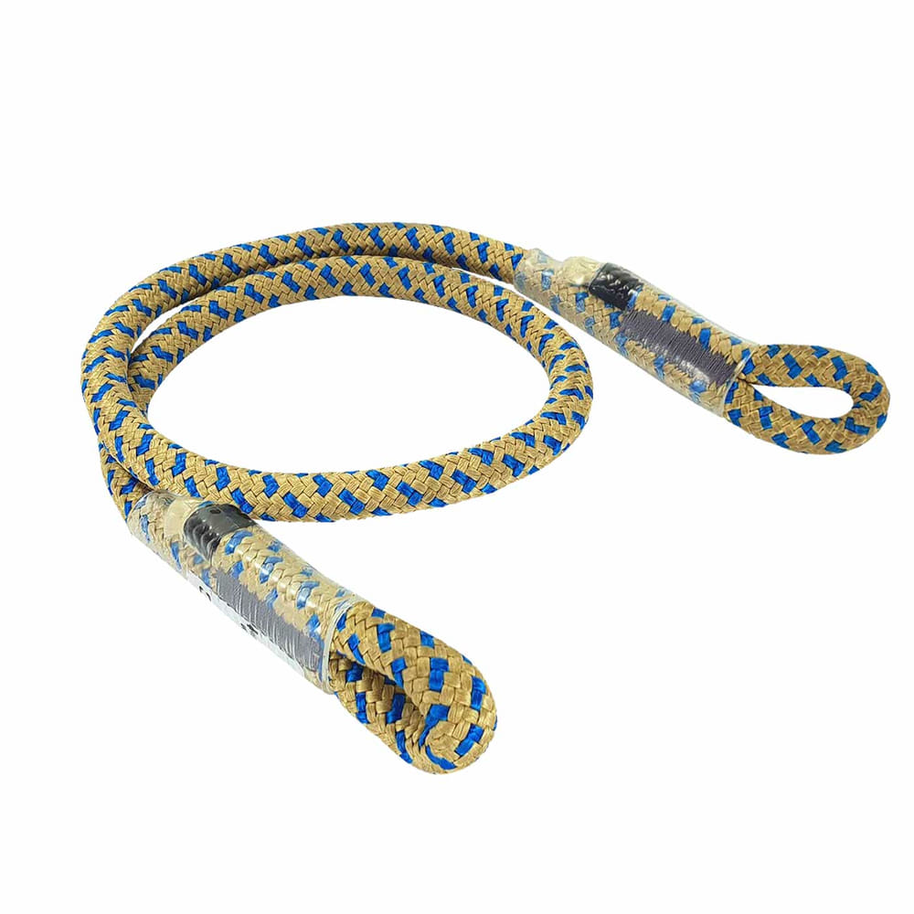 Bee-Line Sling 10, beige-blue braided rope with two loop ends and transparent reinforcements at the ends