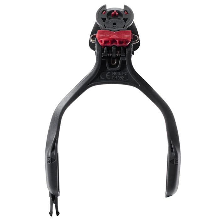 PROTOS® Wireless Bracket P2, black bracket with red closure seen from the front