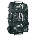 Multiuse bag in black with several black straps and two white handles