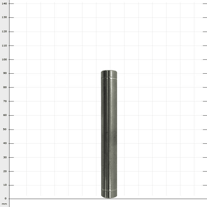 Stainless Steel Pin - LD2, cylindrical pin made of stainless steel, on white grid background with millimeter indications