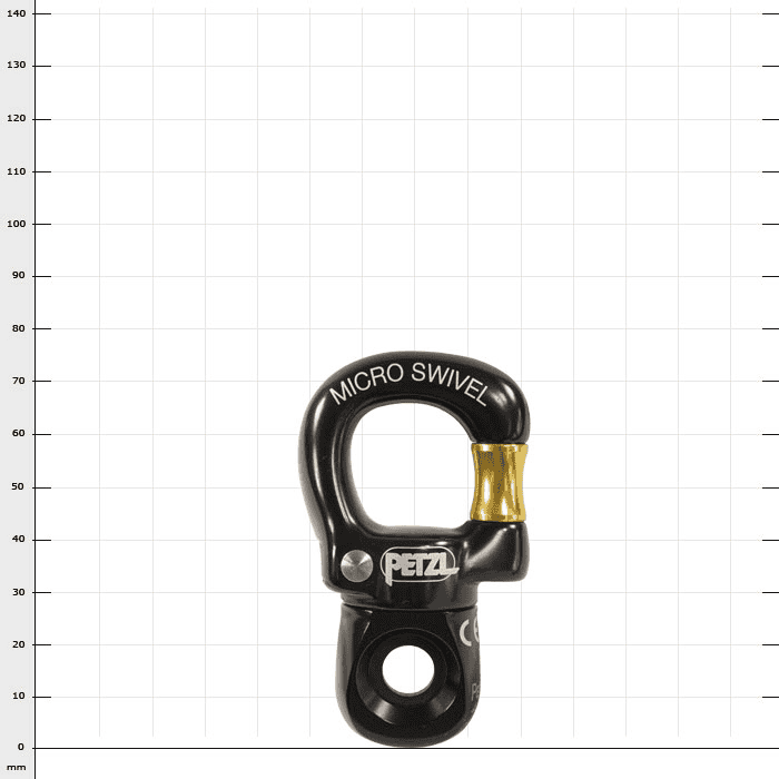 Micro Swivel by Petzl in Black with Gold Swivel and White Lettering