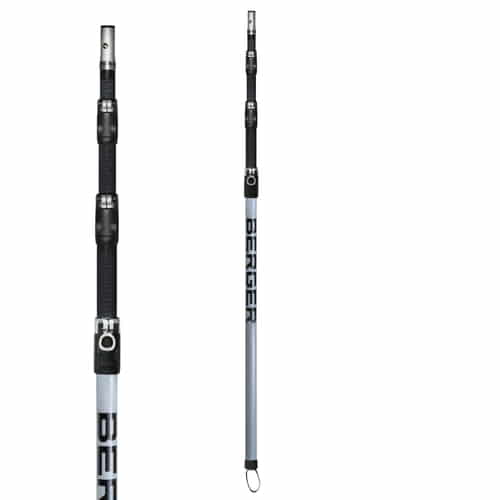 Two views of the ArboRapid Ultra Light Climber 270, a silver climbing pole with black handles and buckles, on a white background