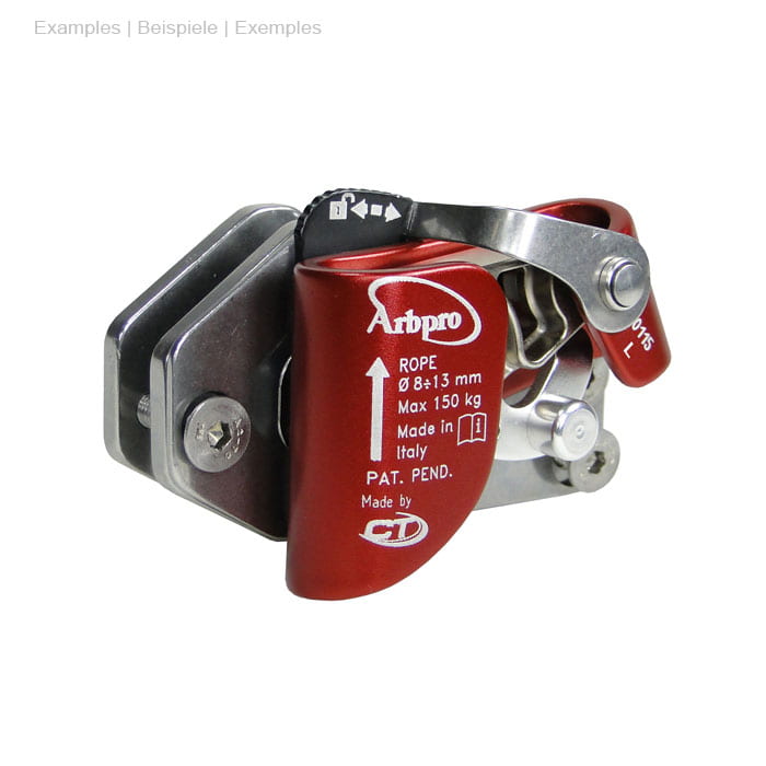 Quickstep Spurs by Arbpro, red and silver metal part with inscription, arrow and lever