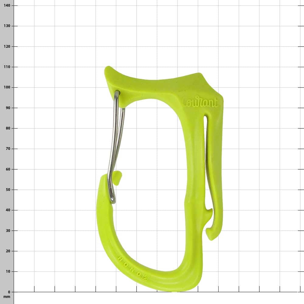Snap hook Honos S in light green with metal spring and embossed "Coutant"